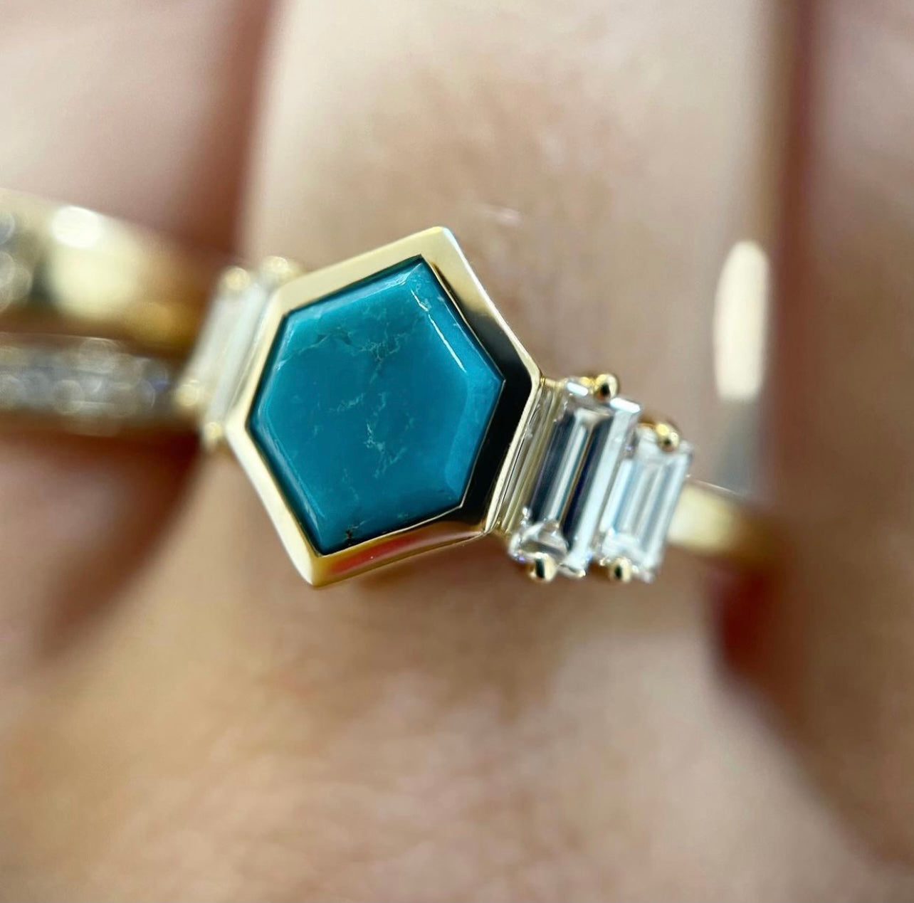 Baguette Edge Hexagon Ring - Create Your Own