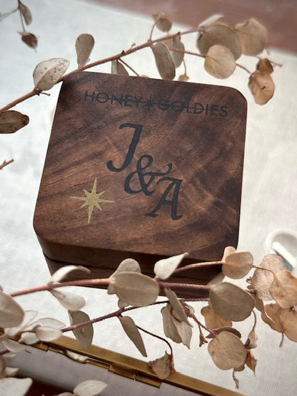 Custom Wooden Ring Box with Etched Initials