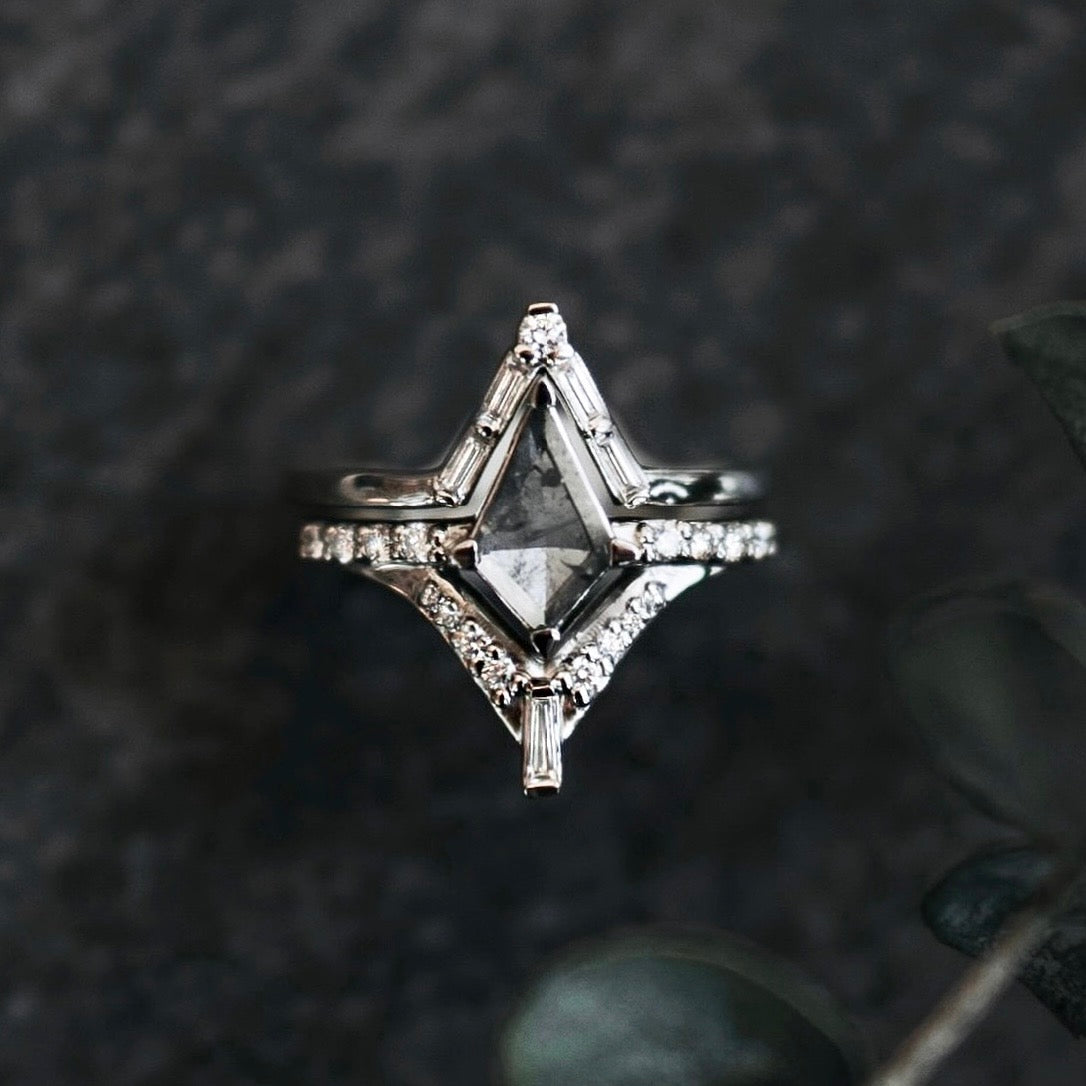 Baguette + Round Halo Kite Ring Set
