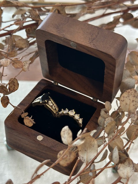Custom Wooden Ring Box with Etched Initials