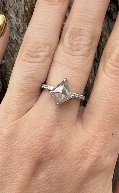 Icy Salt & Pepper Kite Ring