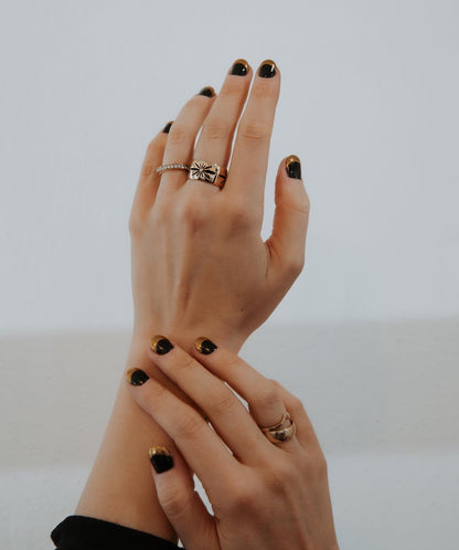 Model Wearing Dark Star Ring