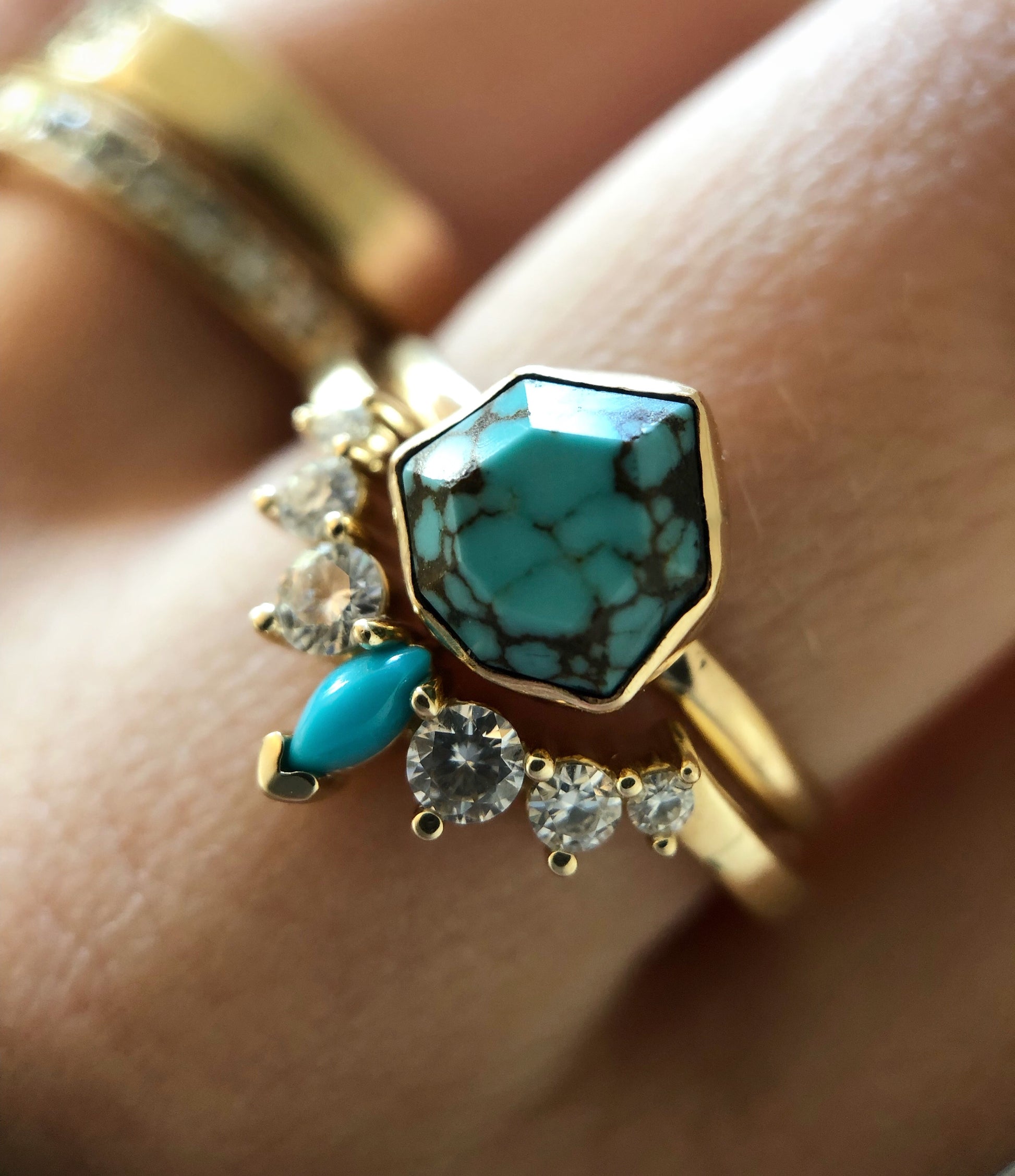 Turquoise Marquise Stacking Band - Hand Experience