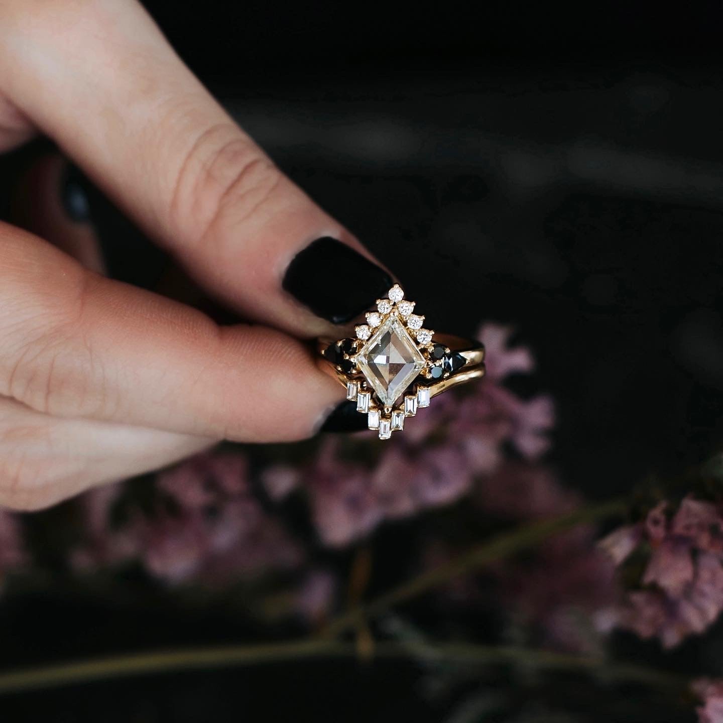 White + Black Diamond Halo Dream Set