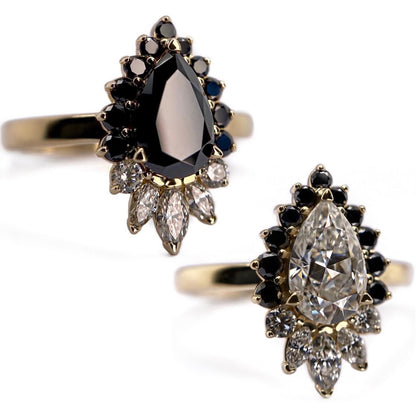 Pear Moissanite + Marquise Halo Ring