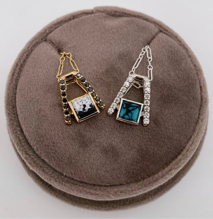 Square Stone Necklace - Honey & Goldies