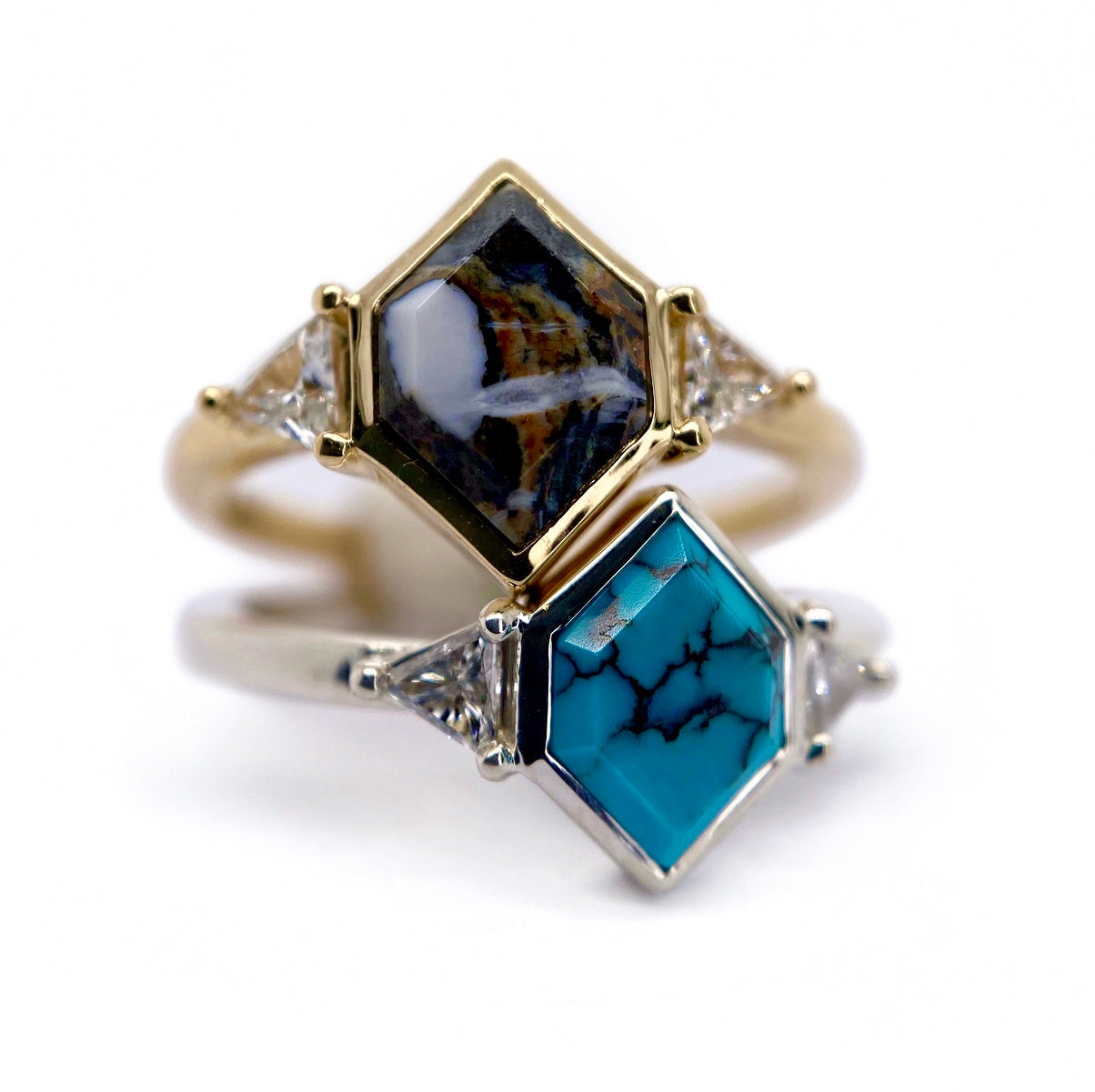 Hexagon + Triangle Diamond Edge Ring - Create Your Own