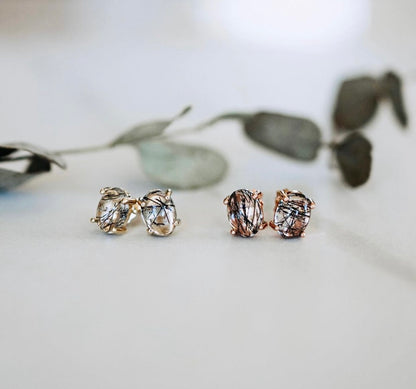 Tourmalinated Quartz Stud Earrings