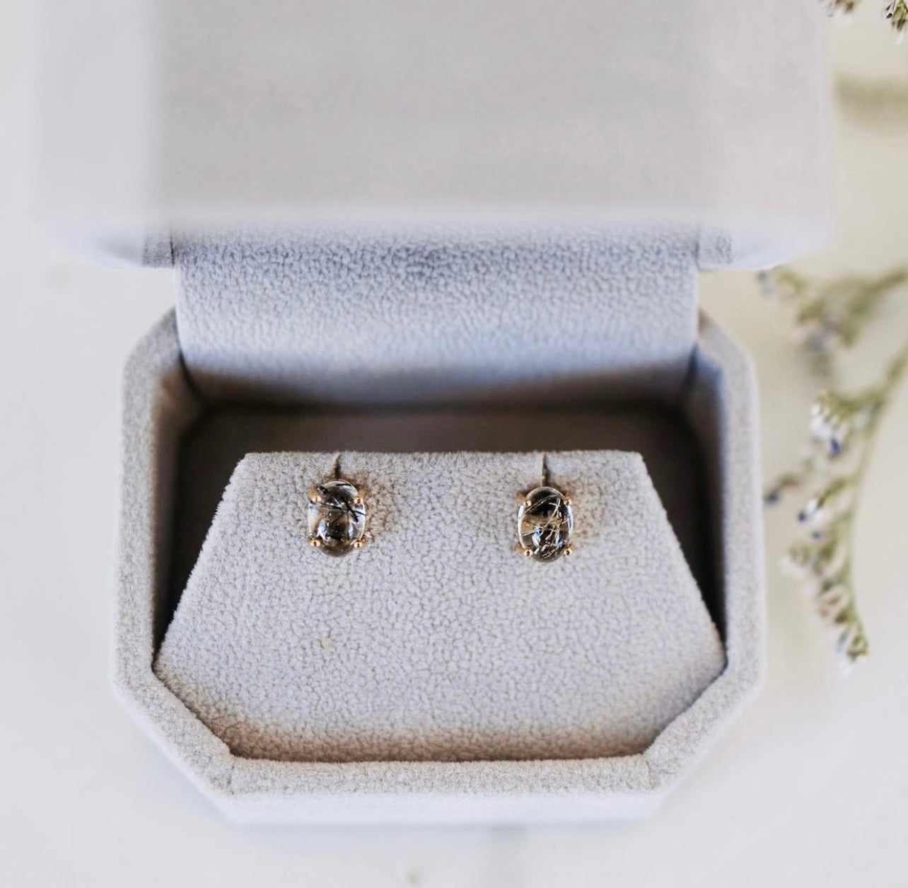 Tourmalinated Quartz Stud Earrings