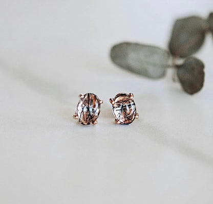 Tourmalinated Quartz Stud Earrings