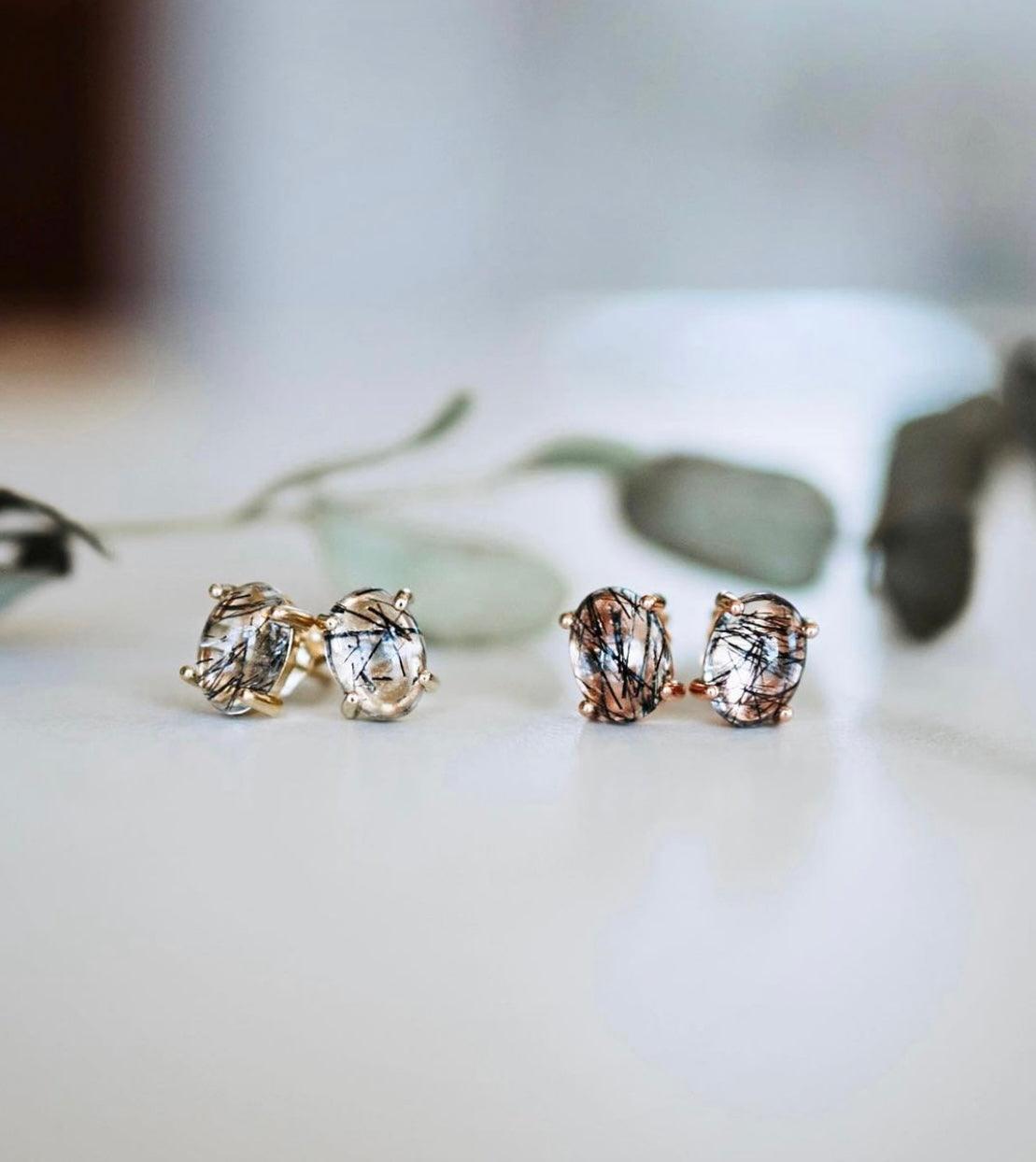 Tourmalinated Quartz Stud Earrings