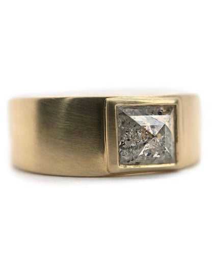Wide Band Faceted Stone Ring - Honey And Goldies