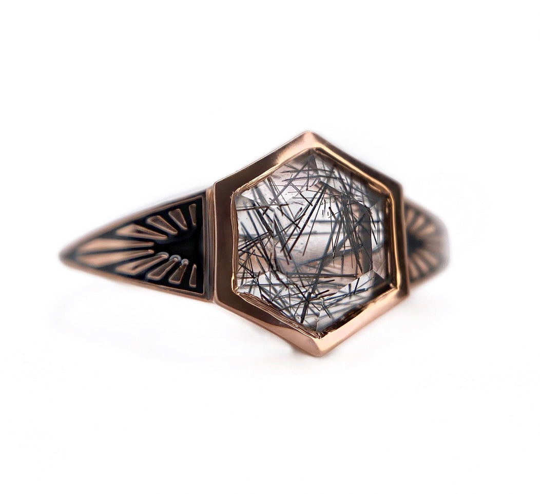 Hexagon + Ray Band Ring