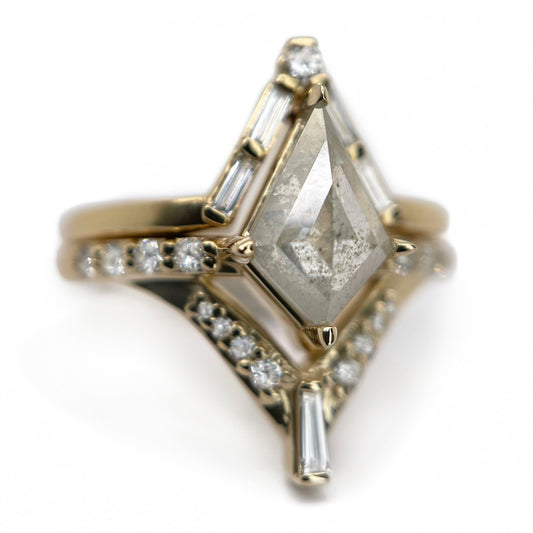 Kite + Baguette + Round Diamond Ring Set