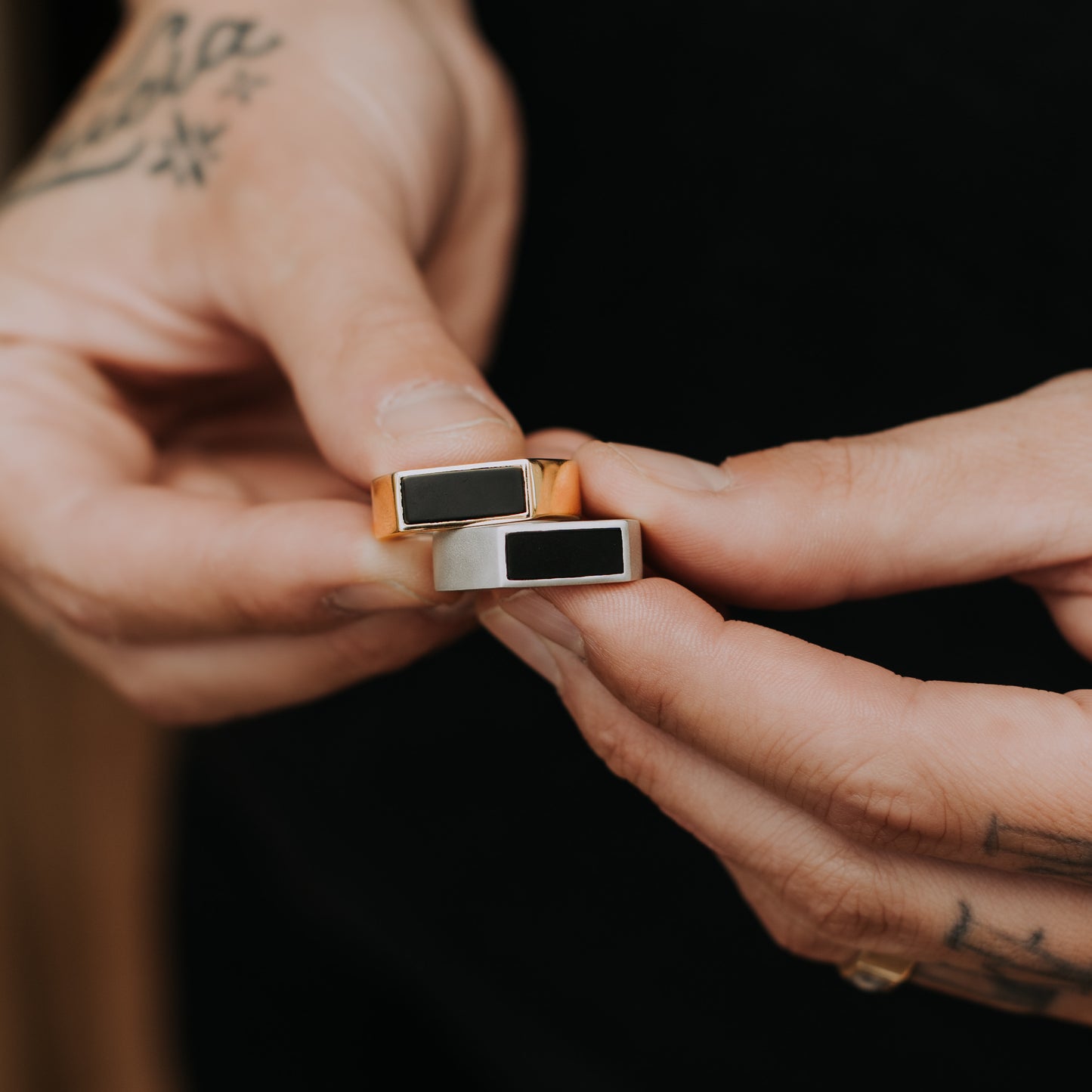 Rectangle Top Signet Ring- Honey and Goldies