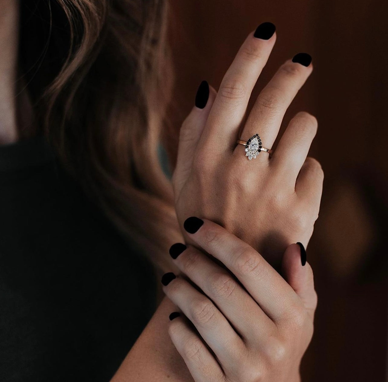 Pear Moissanite + Marquise Halo Ring
