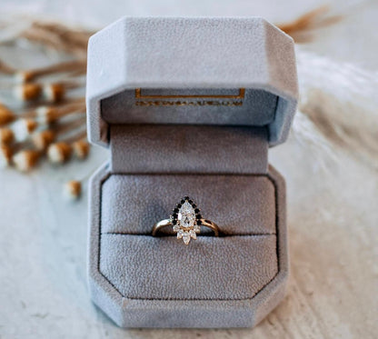 Pear Moissanite + Marquise Halo Ring